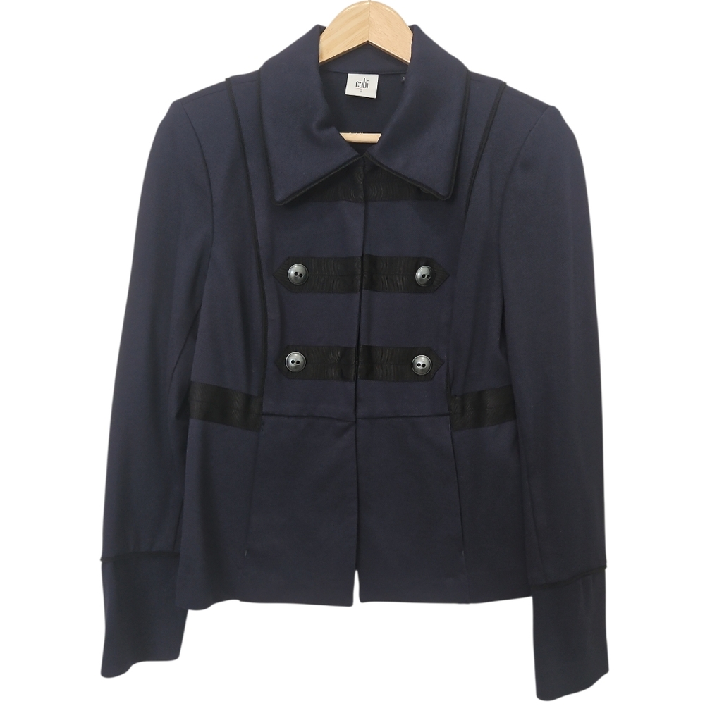 Cabi In The Band Navy Knit Military Blazer Size Small